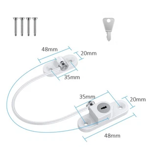 PVC UPVC Window Door Security lock Restrictor for Baby Child Safety Cable + Key - Picture 1 of 7
