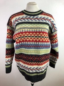VTG Unisex Juniors Wool Sweater Large Multicolor Fair Isle Pullover Harris Wilso - Picture 1 of 11