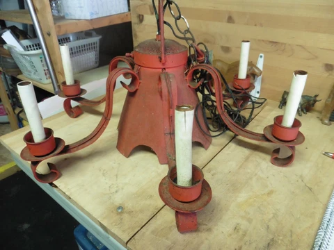 Vintage Steel Chandelier Lamp Steel metal Candelabra light shines up to ceiling Cover