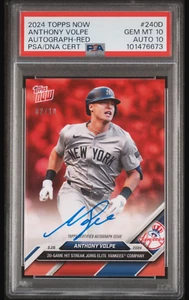 2024 Topps Now Baseball Anthony Volpe Auto Red /10 PSA 10 Auto 10 Card #240D - Picture 1 of 2