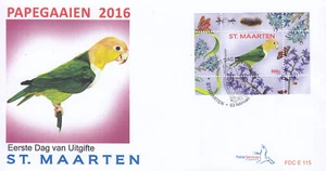 Sint Maarten Issue FDC 2016 (115) Birds - Parrots - Picture 1 of 1