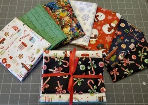 Christmas, Seasonal 7) Pc Fat Quarter Fabric Bundle! 100% Cotton! FAST SHIP! - Picture 1 of 3