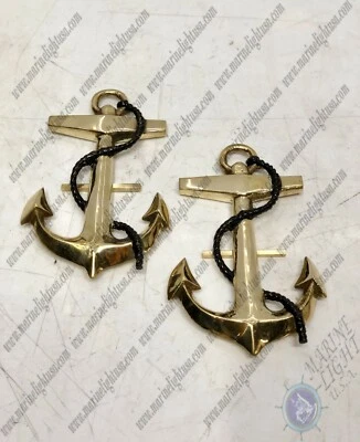 Juego de 2 anclajes de barco vintage de latón marino - réplica pequeña náutica de carga retro Foto 1 de 4