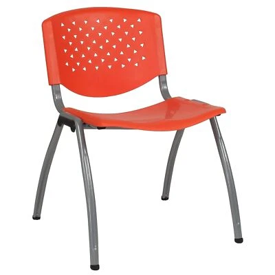 Orange Ergonomic Plastic Stack Chair Heavy Duty Comfort for Offices Schools — 第 1/4 张图片