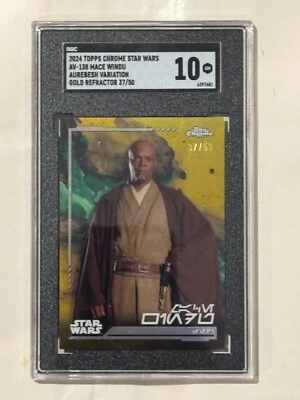 2024 Topps Chrome Star Wars #AV-138 Mace Windu Gold 37/50 Aurebush Gem 10 - Image 1 of 3