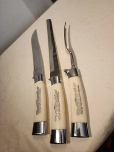 Vintage Royal Brand Cutlery Co Masterpiece Super Stainless Carving Set 3pc Japan - Picture 1 of 15
