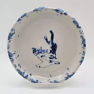 Rare Vintage Bybee Pottery Blue Bird 6" Dessert Plate/Sand/Spongeware/Ky Art BB - Picture 1 of 7