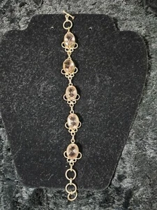 9.25 Sterling Silver And  Rose Quartz Bracelet - Picture 1 of 8