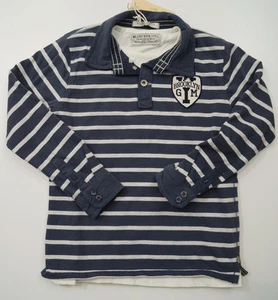 SCOTCH SHRUNK Boys Navy & Cream Brooklyn Gym Long Sleeve Rugby Shirt Top BNWT - Picture 1 of 9
