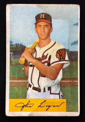 Vintage 1954 Bowman #80 JOHNNY LOGAN Milwaukee Braves VG no crease - Image 1 of 2