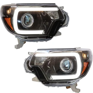 For Toyota Tacoma 2012-2015 LED Strip Bar Projector Headlights Lamps Left+Right - Picture 1 of 24
