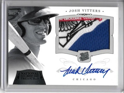 2014 National Treasures JOSH VITTERS BLACK LOGO PATCH AUTO RC #4/10 CHICAGO CUBS - Image 1 of 2