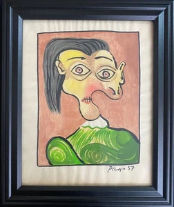 Pablo Picasso Drawing on Vintage Paper Signed RARE - Picture 1 of 6