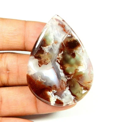 Cabujón Aquaprase verde marrón natural aguamarina calcedonia piedras preciosas 70 quilates KB-11486 Foto 1 de 4