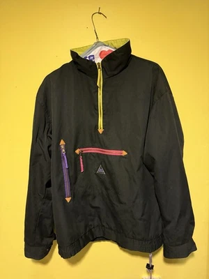 Jaqueta Masculina Vintage SOS Sportswear of Sweden Grande Preta Pulôver Anorak Anos 90 - Imagem 1 de 4