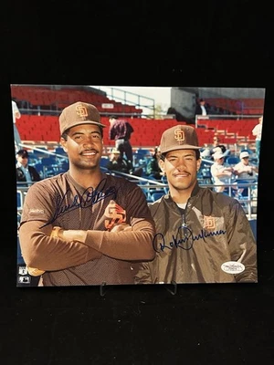 Roberto And Sandy Alomar Signed 8x10 Photo Autograph Padres JSA COA HOF - Image 1 of 4
