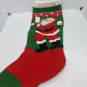 Vintage Strick Weihnachtsstrumpf Weihnachtsmann mit Jingle Bell - Bild 1 von 5