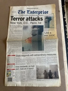 Brockton Enterprise 9/11 2001 Front Section Headlines 8 Pages - Picture 1 of 5