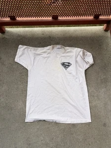 Vintage 90s Superman T Shirt Size Large Track and Felid White - Picture 1 of 6