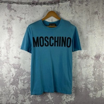 Vintage Moschino Couture Milano T-Shirt Men’s Luxury Big Logo Blue Tee Size 40 - Image 1 of 4