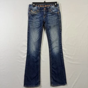 Rock Revival Jeans Womens 26 Denisa Bootcut Mid Rise Stretch Sequin Pockets Deni - Picture 1 of 13
