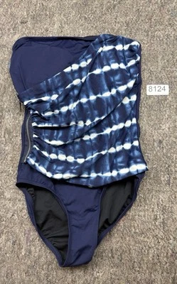 Michael Kors Womens Swimsuit Blue White Padded Size 8 - Image 1 of 4