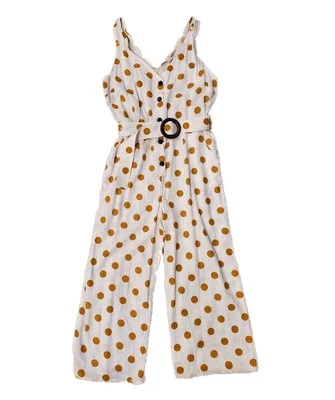 Mono Monteau Los Angeles sin mangas mezcla de lino marfil con puntos dorados talla XL Foto 1 de 4