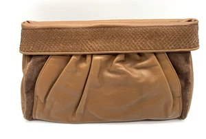 Bolso sin asas SUSAN GAIL, cartera grande, cuero, gamuza, hecho en Italia, cremallera, de colección años 80 - Imagen 1 de 13