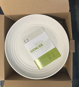 Genlge Wheat Straw Plates 10 Inch BPA Free Food Grade Set of 8 Microwaveable - Picture 1 of 6