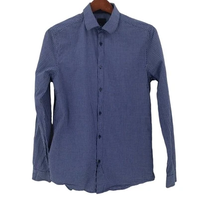 Camisa de vestir hombre H&M azul a cuadros talla pequeña Foto 1 de 4