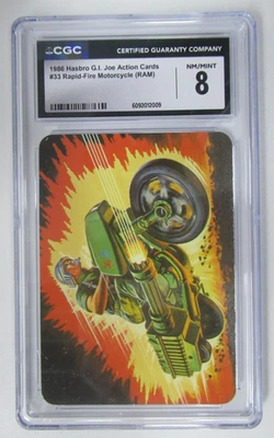 1986 Hasbro G.I. Joe Action Card Rapid-Fire Motorcycle (RAM) #33 CGC 8 - Image 1 of 3