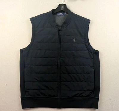 Polo Ralph Lauren Quilted Knit Hybrid Mens Large Navy Blue Full Zip Vest - Image 1 of 4