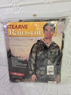 Stearns Unisex Jacket And Pants Set Sz XL Camo Dry Wear Waterproof Rain Suit NEW - Image 1 of 4