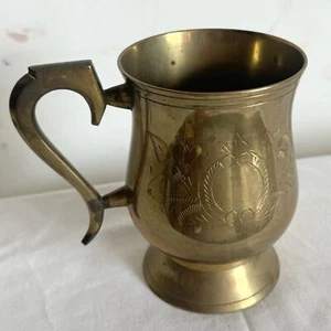 Vintage Engraved Brass Cup/Mug - Picture 1 of 7
