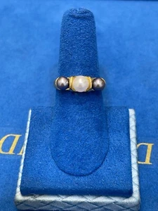 14k Black and White Pearl Ring size 7 - Picture 1 of 5