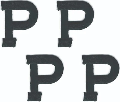 Black Block Letter P Patch Embroidered Cut out Iron on Sew on (1") Lot of 4 - Image 1 of 3