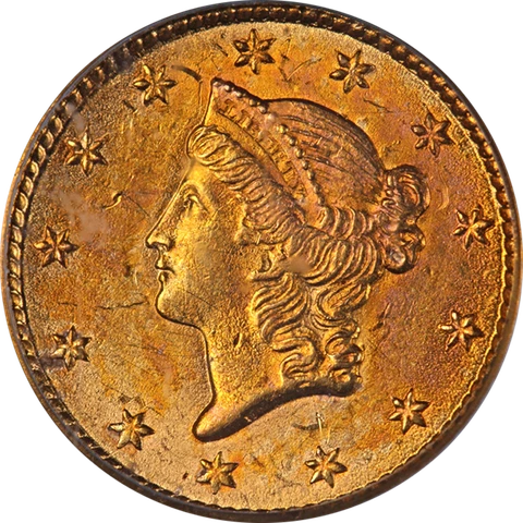 1853 Type 1 Liberty Gold $1 PCGS MS62 Nice Eye Appeal Nice Strike Cover