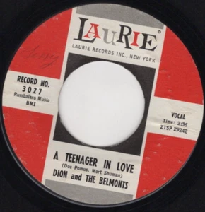 Dion & Belmonts – A Teenager In Love 1959 Laurie Rock Strong VG Plays Perfectly - Picture 1 of 2