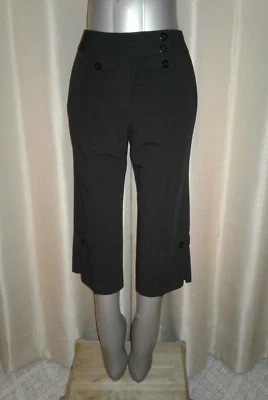 Black Capri Crop Skimmer Dress Pants • Stretch • Larry Levine • 27 x 18.5 • 4P - Image 1 of 4