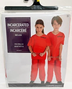 Incarcerated Jumpsuit Prisoner Orange Dress Up Halloween Child Costume Small New - Picture 1 of 5