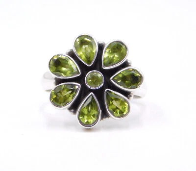 5.10 GM Naturale Peridoto Taglio Sottile Gemma Anello 925 Argento Sterling Beige - Immagine 1 di 4