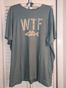 Life Is Good WTF Where's The Fish Crusher Lite T-shirt Mens XXL Green Soft - Picture 1 of 7