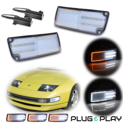 2 piezas lente transparente DRL intermitente con luces LED ámbar para Nissan 300ZX Z Z32 90-96 Foto 1 de 4