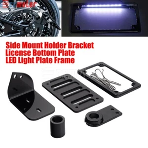 Side Mount License Plate Holder w/ LED Lights For Harley Softail Low Rider FXLRS - Picture 1 of 9