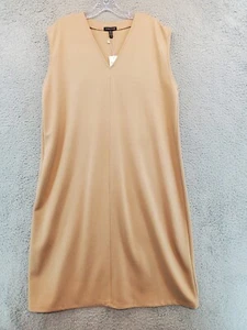 Eileen Fisher Damenkleid beige Tencel Ponte ärmellos V-Ausschnitt lang neu mit Etikett L - Bild 1 von 19