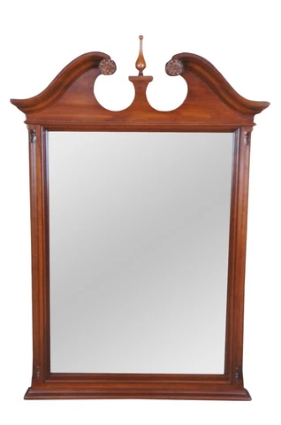 Vintage Cherry Traditional Chippendale Beveled Glass Over Mantel Wall Mirror 52" Cover