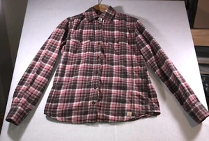 Carhartt Plaid Western Flannel Button up Shirt Pockets Burgundy Unisex Sz S 4/6 - Picture 1 of 8