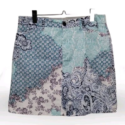 Minifalda informal Croft & Barrow para mujer talla 8 estampado de parche de cachemira línea A Foto 1 de 4