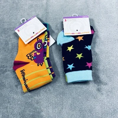 NWT LittleMissMatched, 2 packs of 3 Socks, Ages 4-9 Cute Mix'n-Match'n - Image 1 of 4
