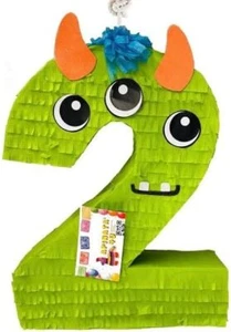 20" Green Number Two Monster Pinata Monster Theme Party Decoration Monster Bash - Picture 1 of 1